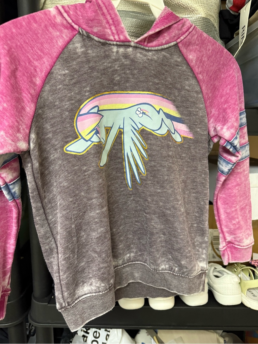 Hasbro Hot Magenta and Grey Hooded Sweatshirt with Unicorn Graphic